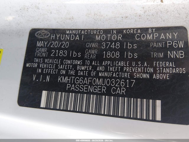 Продажа на аукционе авто 2021 Hyundai Veloster 2.0, vin: KMHTG6AF0MU032617, номер лота: 45956688