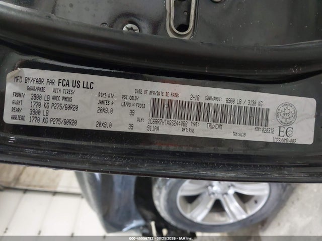 2016 Ram 1500 Sport მანქანა იყიდება აუქციონზე, vin: 1C6RR7HTXGS244068, აუქციონის ნომერი: 45956782