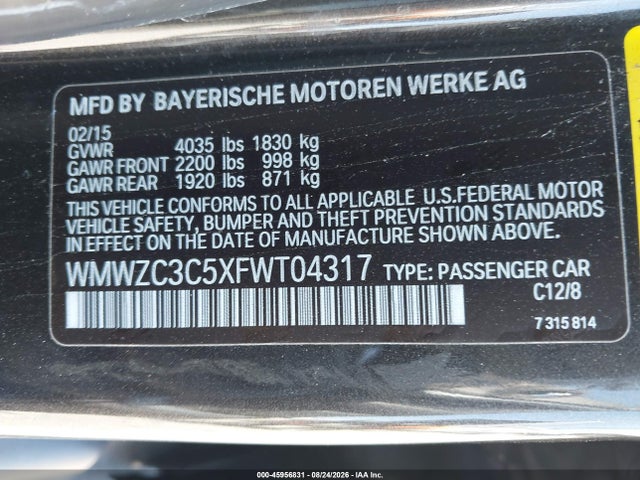 Продажа на аукционе авто 2015 Mini Countryman Cooper S, vin: WMWZC3C5XFWT04317, номер лота: 45956831