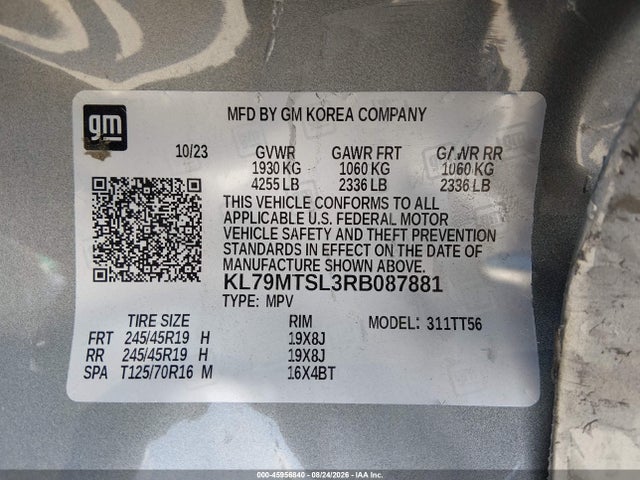 45956840 :رقم المزاد ، KL79MTSL3RB087881 vin ، 2024 Chevrolet Trailblazer Fwd Rs مزاد بيع