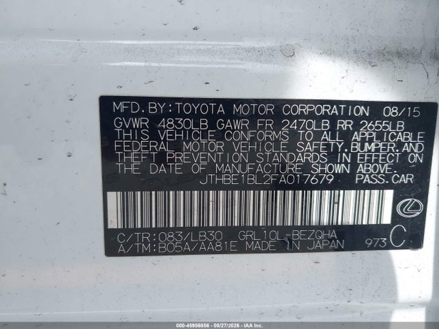Продаж на аукціоні авто 2015 Lexus Gs 350, vin: JTHBE1BL2FA017679, номер лоту: 45956856