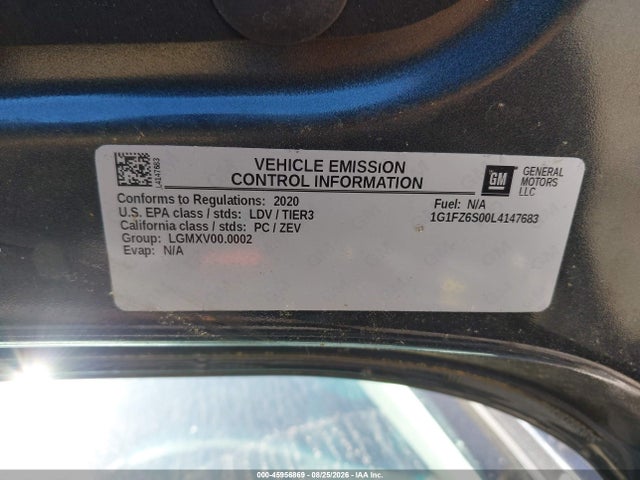 Aukcja sprzedaży 2020 Chevrolet Bolt Ev Fwd Premier, vin: 1G1FZ6S00L4147683, numer aukcji: 45956869