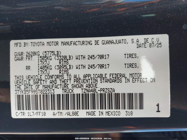 3TYKB5FN9ST022313 Toyota Tacoma Trd Sport