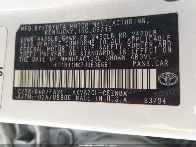 Toyota CAMRY LE 2018 4T1B11HK7JU636681 Image 9