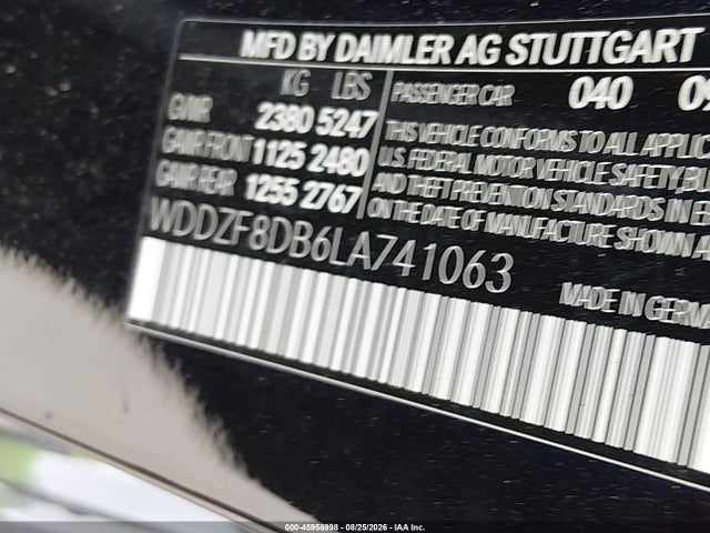 45956998 :رقم المزاد ، WDDZF8DB6LA741063 vin ، 2020 Mercedes-benz E 350 مزاد بيع