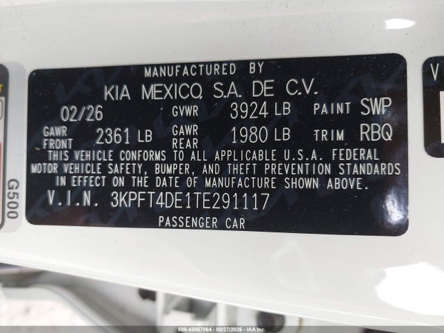 KIA K4 Lxs 2026 3KPFT4DE1TE291117 Image 9