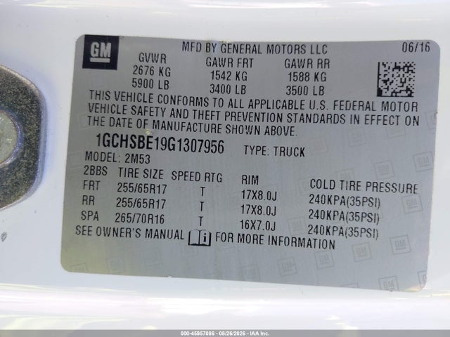 Chevrolet Colorado 2wd Wt 2016 1GCHSBE19G1307956 Image 9