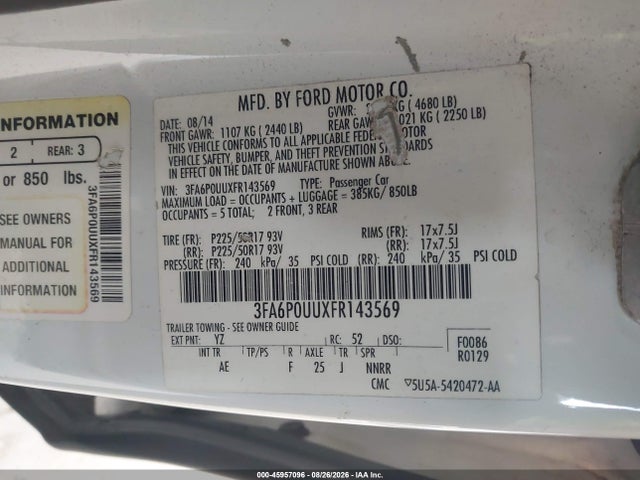 Ford Fusion Hybrid S 2015 3FA6P0UUXFR143569 Image 9