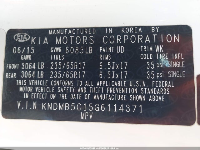 KIA SEDONA LX 2016 KNDMB5C15G6114371 Image 9