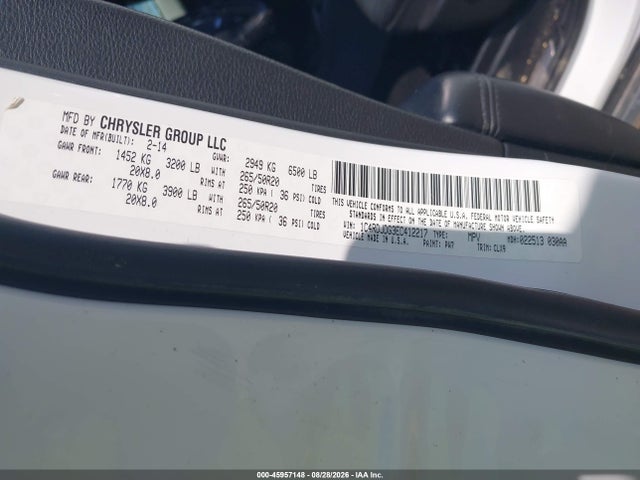 Продажа на аукционе авто 2014 Dodge Durango Limited, vin: 1C4RDJDG3EC412217, номер лота: 45957148