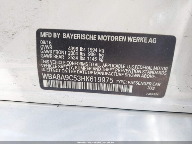 BMW 320i 2017 WBA8A9C53HK619975 Image 9