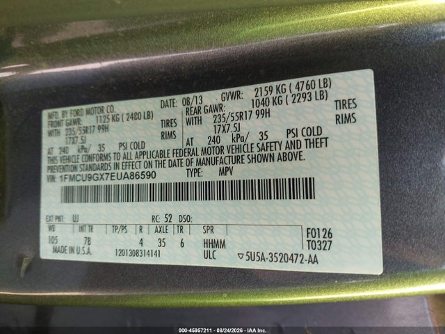 Ford ESCAPE SE 2014 1FMCU9GX7EUA86590 Image 9