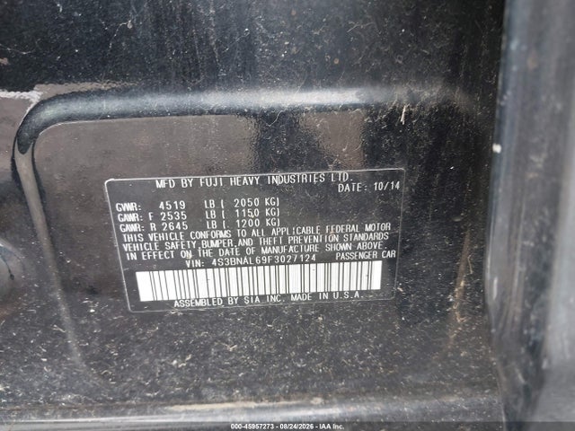 Продажа на аукционе авто 2015 Subaru Legacy 2.5i Limited, vin: 4S3BNAL69F3027124, номер лота: 45957273