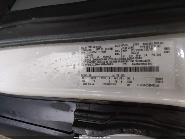 Ford Transit-350 Xl 2018 1FBZX2ZM6JKB43095 Image 9