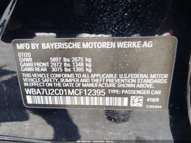 WBA7U2C01MCF12395 BMW 750i Xdrive