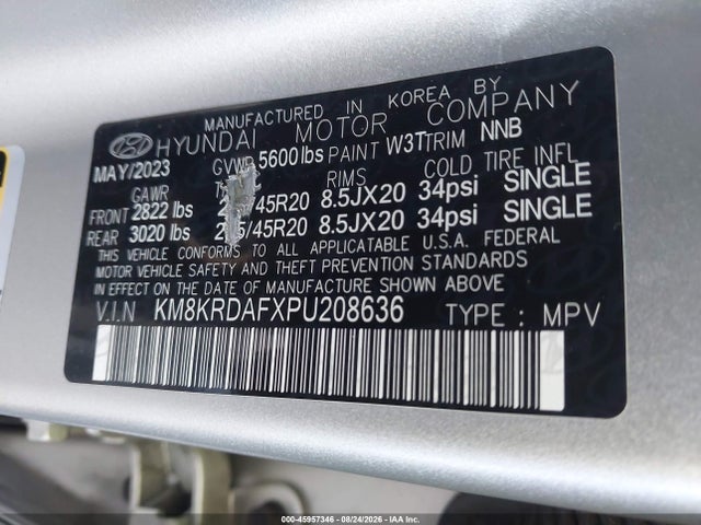 Продажа на аукционе авто 2023 Hyundai Ioniq 5 Limited, vin: KM8KRDAFXPU208636, номер лота: 45957346