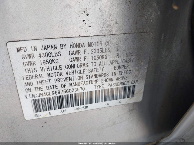Продаж на аукціоні авто 2005 Acura Tsx, vin: JH4CL96975C023570, номер лоту: 45957353