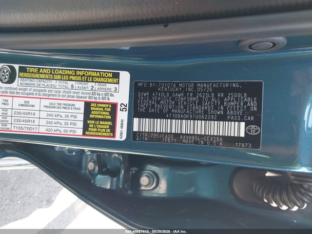 Продаж на аукціоні авто 2026 Toyota Camry Se, vin: 4T1DBADK9TU062292, номер лоту: 45957410