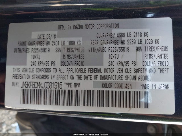 JM3KFBCMXJ0381916 Mazda Cx-5 Touring