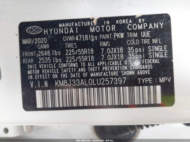 Hyundai Tucson Ultimate 2020 KM8J33AL0LU257397 Image 9