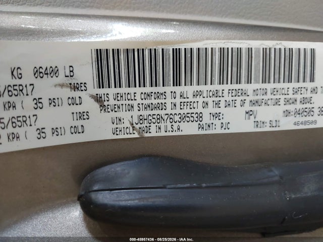 Продажа на аукционе авто 2006 Jeep Commander Limited, vin: 1J8HG58N76C305538, номер лота: 45957436