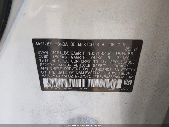 3HGGK5H82FM707575 Honda Fit Ex/ex-l