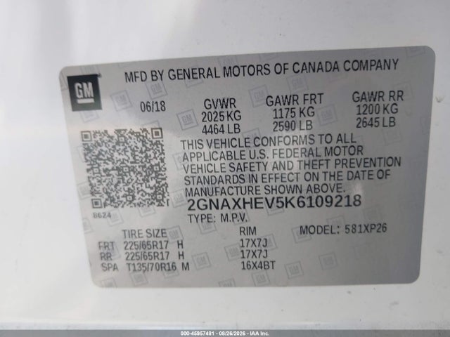 Chevrolet EQUINOX LS 2019 2GNAXHEV5K6109218 Image 9