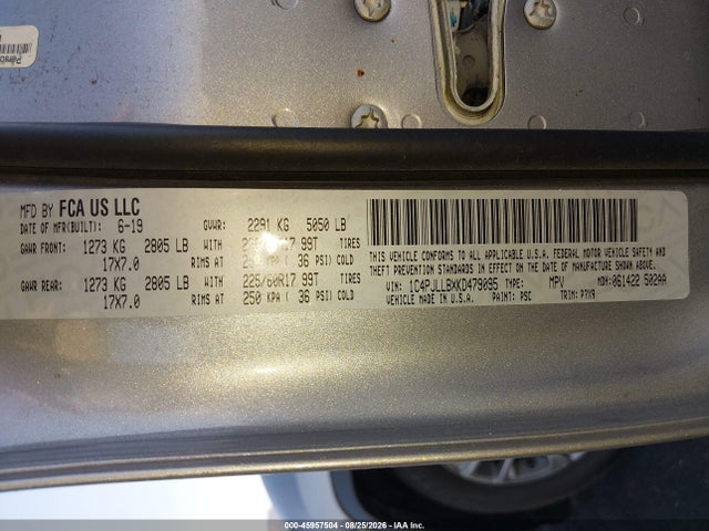 Jeep Cherokee Latitude Plus Fwd 2019 1C4PJLLBXKD479095 Image 9