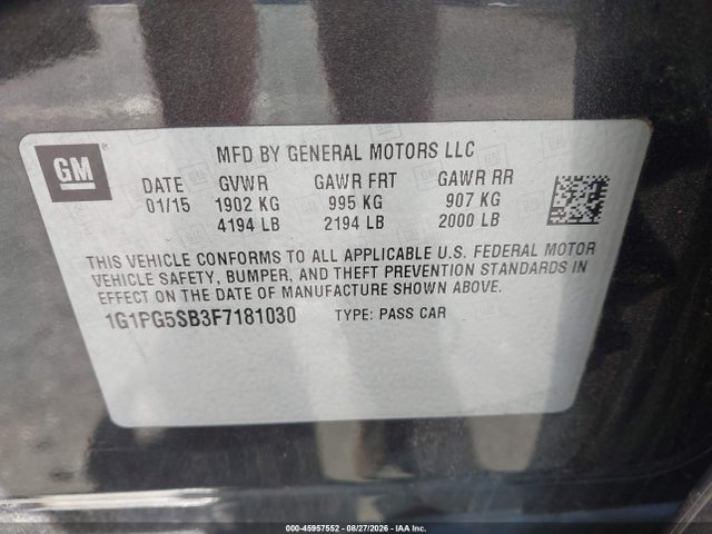 1G1PG5SB3F7181030 Chevrolet CRUZE LTZ