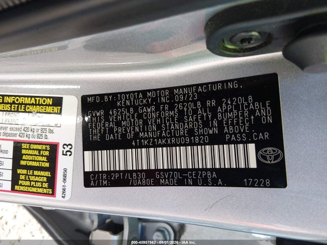 4T1KZ1AKXRU091820 Toyota Camry Xse V6