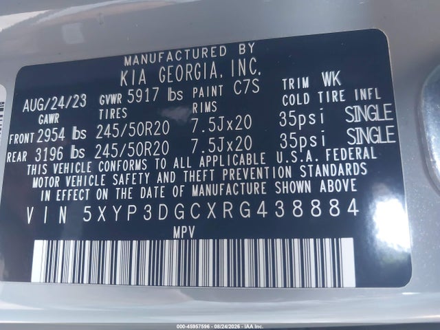 5XYP3DGCXRG438884 KIA Telluride Ex X-line