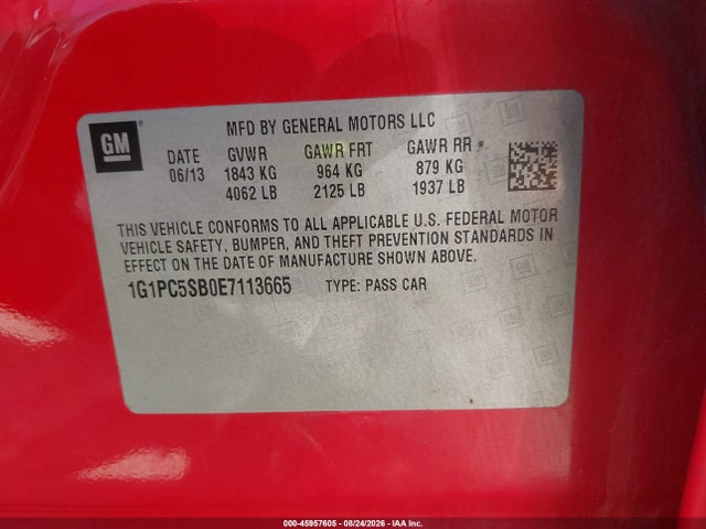1G1PC5SB0E7113665 Chevrolet Cruze 1lt Auto