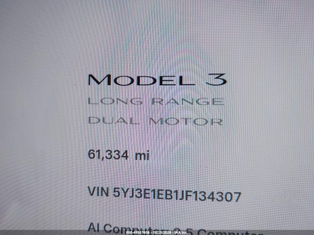 Aukcja sprzedaży 2018 Tesla Model 3 Long Range/performance, vin: 5YJ3E1EB1JF134307, numer aukcji: 45957606