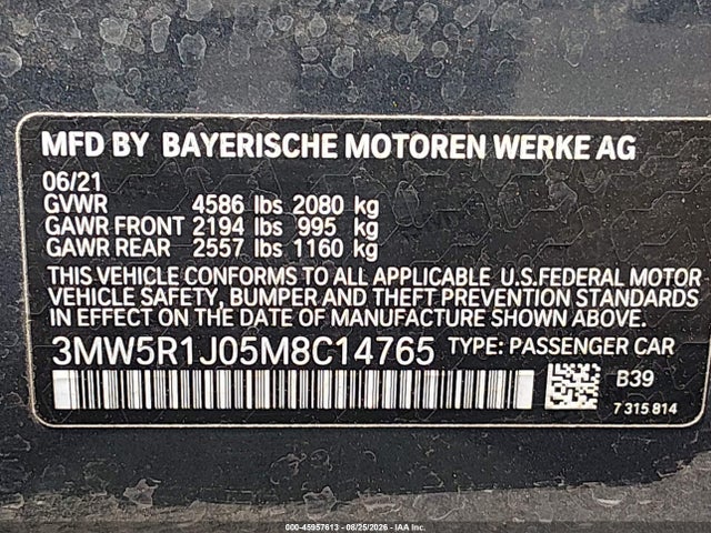 BMW 330I 2021 3MW5R1J05M8C14765 Image 9