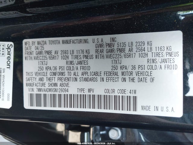 Aukcja sprzedaży 2025 Mazda Cx-50 Hybrid Premium Package, vin: 7MMVAADW9SN126094, numer aukcji: 45957639