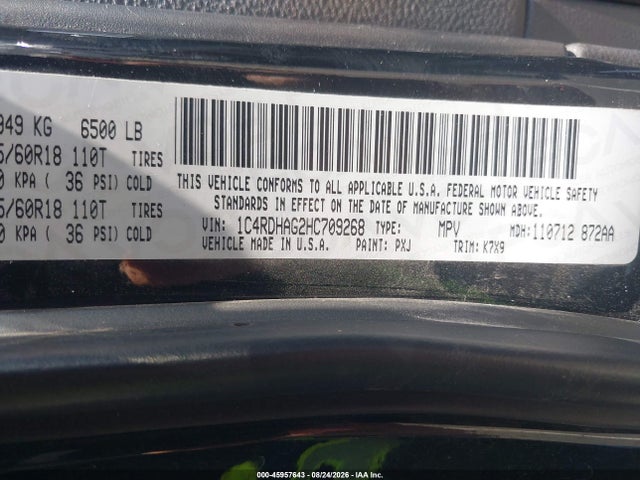 1C4RDHAG2HC709268 Dodge Durango Sxt Rwd