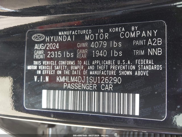 Продаж на аукціоні авто 2025 Hyundai Elantra Hybrid Sel Sport, vin: KMHLM4DJ1SU126290, номер лоту: 45957649