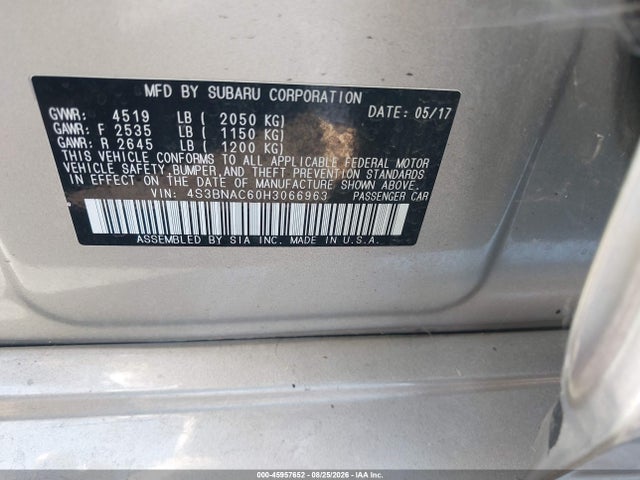 Subaru Legacy 2.5i Premium 2017 4S3BNAC60H3066963 Image 9