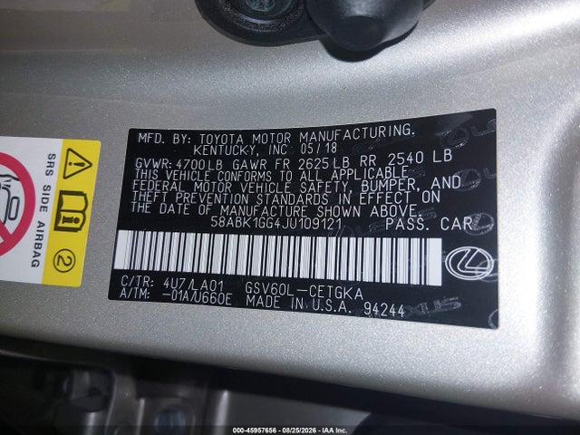 Lexus ES 350 2018 58ABK1GG4JU109121 Image 9