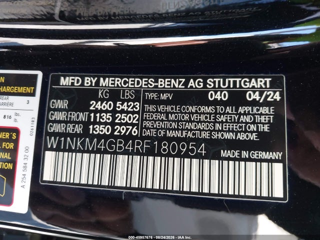 45957676 :رقم المزاد ، W1NKM4GB4RF180954 vin ، 2024 Mercedes-benz Glc 300 Suv مزاد بيع
