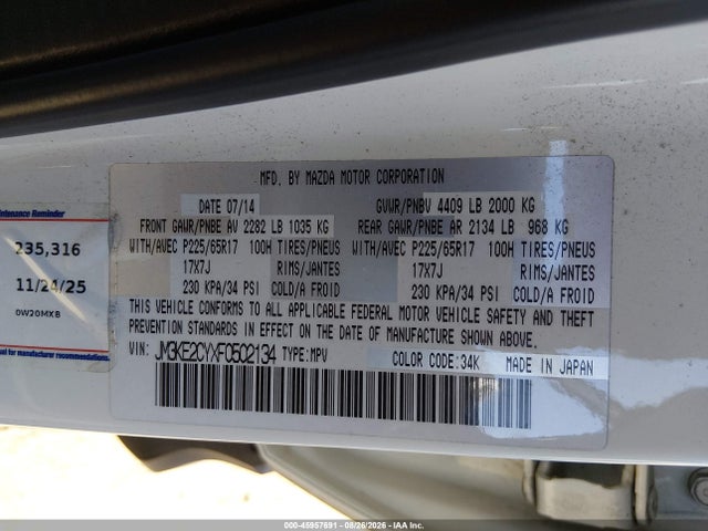 Mazda Cx-5 Touring 2015 JM3KE2CYXF0502134 Image 9