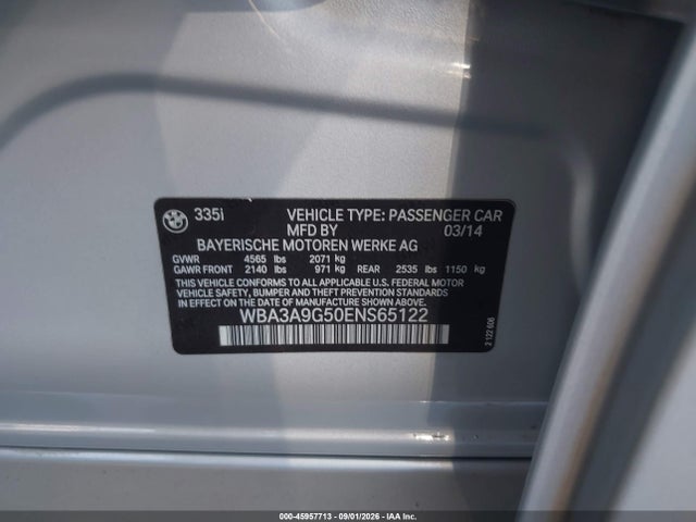 Продажа на аукционе авто 2014 Bmw 335i, vin: WBA3A9G50ENS65122, номер лота: 45957713