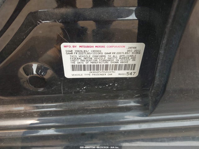 2012 Mitsubishi Lancer Es მანქანა იყიდება აუქციონზე, vin: JA32U2FU7CU016761, აუქციონის ნომერი: 45957734