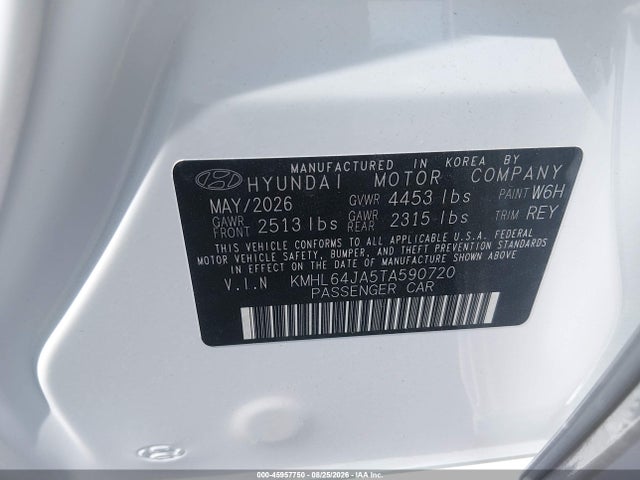 2026 Hyundai Sonata Sel Sport მანქანა იყიდება აუქციონზე, vin: KMHL64JA5TA590720, აუქციონის ნომერი: 45957750