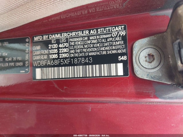 Продажа на аукционе авто 1999 Mercedes-benz Sl 500, vin: WDBFA68F5XF187843, номер лота: 45957759