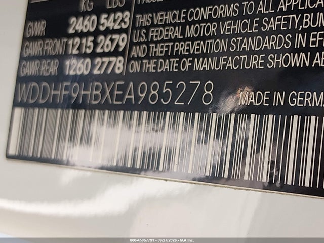 45957791 :رقم المزاد ، WDDHF9HBXEA985278 vin ، 2014 Mercedes-benz E 250 Bluetec 4matic مزاد بيع