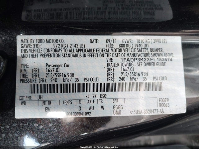 1FADP3K2XEL153574 Ford FOCUS SE