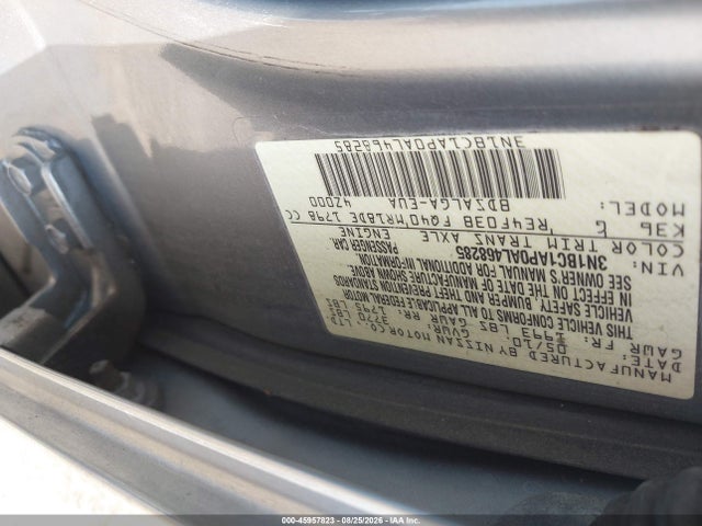 2010 Nissan Versa 1.8sl მანქანა იყიდება აუქციონზე, vin: 3N1BC1AP0AL468285, აუქციონის ნომერი: 45957823