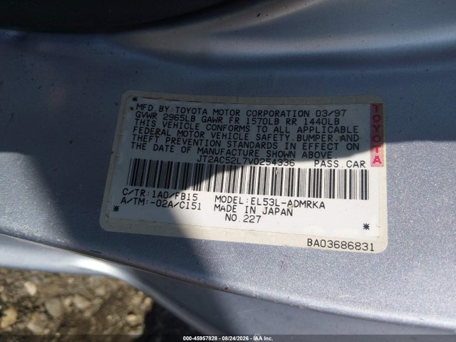 Продажа на аукционе авто 1997 Toyota Tercel Ce, vin: JT2AC52L7V0254336, номер лота: 45957828