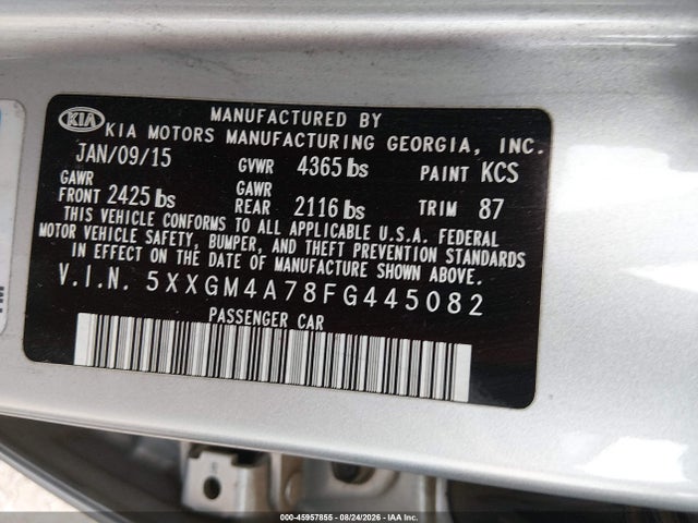 5XXGM4A78FG445082 KIA Optima Lx